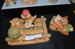 Pendelfin Raft with Musical Pirate and a Barrow Boy