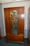Edwardian Inlaid Mahogany Wardrobe with Beveled Ed