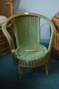 Vintage Green Woven Bedroom Chair