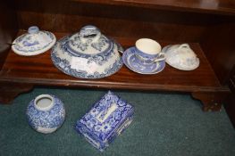 Six Blue & White Pottery Items