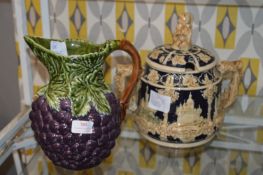 Italian Wine Ewer, and a German Wickerwerk Pump Bo
