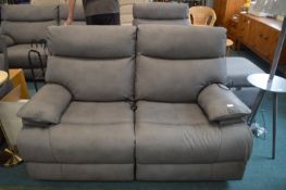 Grey Leatherette Electric Reclining Two Seat Sofa