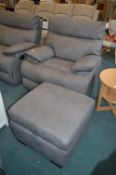 Grey Leatherette Electric Reclining Chair plus Sto