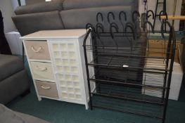 Black Metal Shoe Rack plus White Painted Storage U