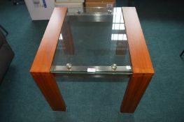 Retro Wood & Steel Glass Topped Coffee Table