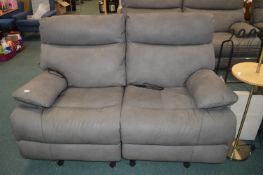 Grey Leatherette Electric Reclining Two Seat Sofa