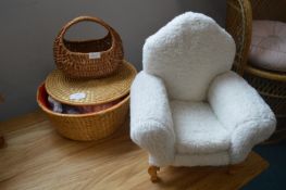 Sewing Basket and Contents, Small Basket and Small