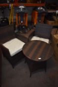 *Rattan Circular Table with Two Matching Easy Chairs (no glass) (salvage)