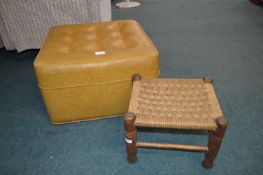 Retro Vinyl Pouffe and a Rattan Seat Stool