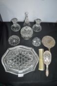Part 1930's Glass Dressing Set, etc.