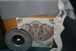 Decorative Wall Art and a Mirror