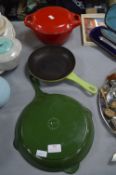 Two Le Creuset Cast Iron Frying Pans plus a Nacco