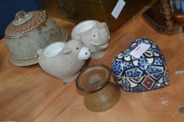 Decorative Candle Holders and a Cheese Dish