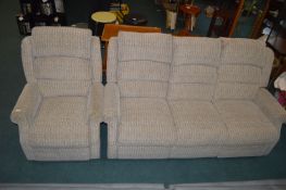 Three Seat Fabric Manual Reclining Sofa and Matchi
