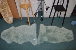 Pair of Blue Sheepskin Rugs