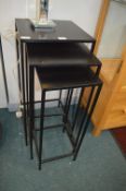Nest of Three Black Metal Table