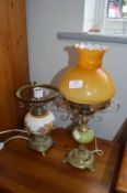 Two Electric Oil Lamp Style Lamps