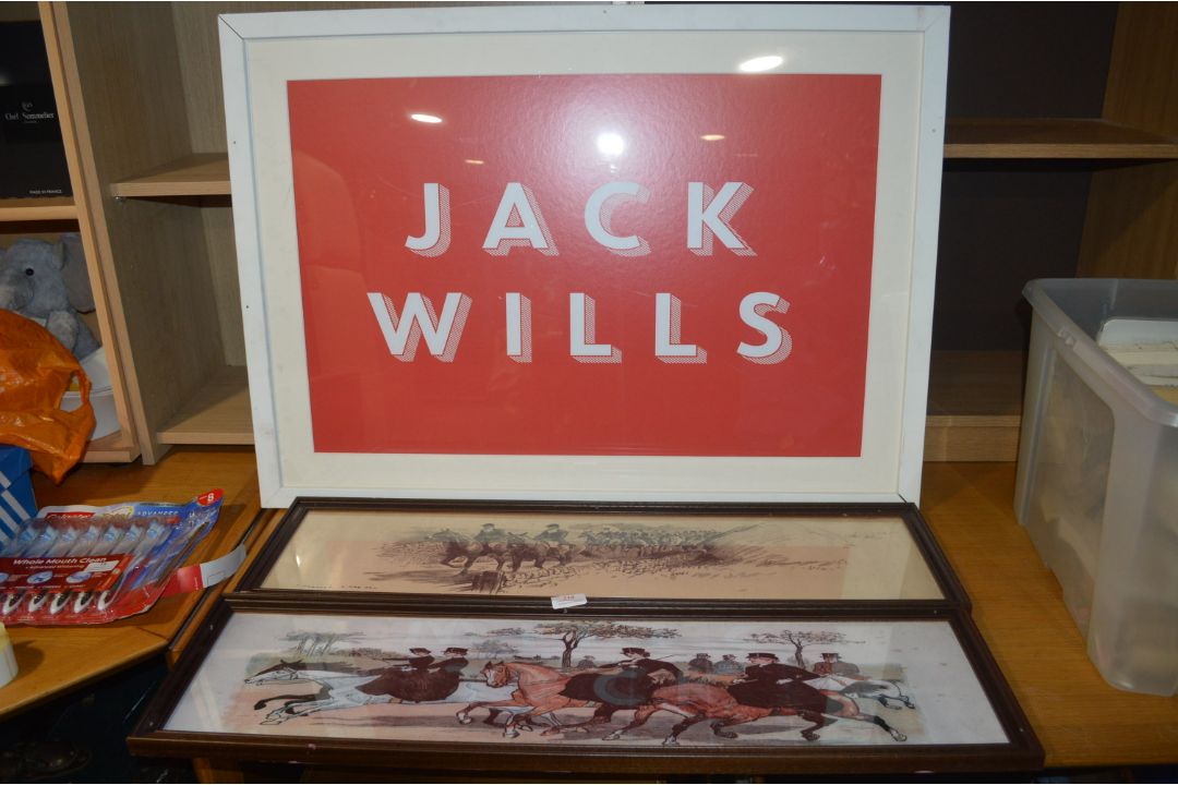 *Jack Wills Framed Print, and Two Framed Horse Pri - Image 1 of 2