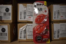 Four Boxes of 10 Aroma Car 3D Leaf Mini Cherry Air Fresheners (expired)