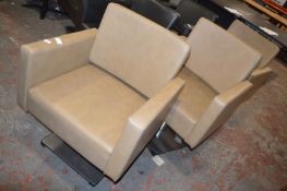 Three Brown Salon Chairs