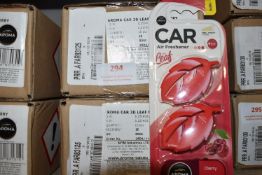 Four Boxes of 10 Aroma Car 3D Leaf Mini Cherry Air Fresheners (expired)