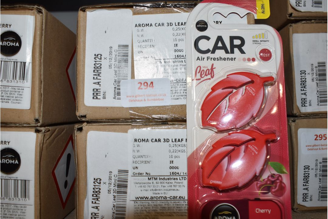 Four Boxes of 10 Aroma Car 3D Leaf Mini Cherry Air Fresheners (expired)