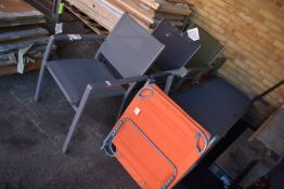 *Two Grey and Two Green Mesh Back Stackable Outdoor Chairs