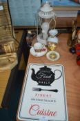 Kettle Stand, Nautical Lamp, plus Pottery Items
