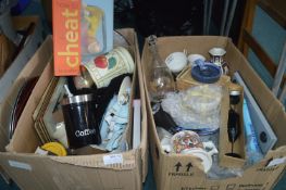 Two Boxes of Kitchenware, Household Goods, etc.