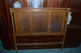 Edwardian carved Oak Barley Twist Double Bed Headb