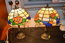 Pair of Leaded Glass Tiffany Style Table Lamps