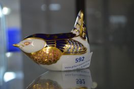 Royal Crown Derby Wren Paperweight with Silver Sto