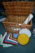 Picnic Hamper plus Cups, Beakers, and a Picnic Rug