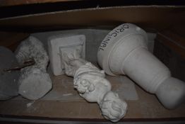 *Contents of Shelf to Include Pawn, Birdbath, and a Flower Girl Statue Casts