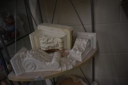 *Three Assorted Corbels, and Three Assorted Plaster Plinths