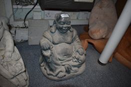 *Dark Green Painted Garden Ornament Buddha ~12” tall, 9” deep, 10” wide