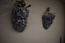 *Green Man and Women Wall Planters ~15” deep, 10” tall