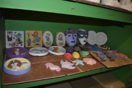 *Contents of Shelf to Include Decorative Tiles, Plaques, Wall Masks, etc.