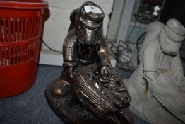 *Metallic Painted Garden Ornament Squirrel with Wheelbarrow 12” tall, 11” deep, 6” wide