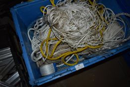 *Plastic Crate of Assorted Ropes and Mounting Wires