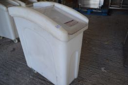 Flour Bin with Plastic Flap on Wheels