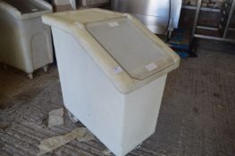 Flour Bin with Plastic Flap on Wheels