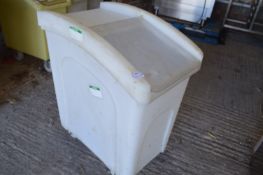 Flour Bin with Plastic Flap on Wheels