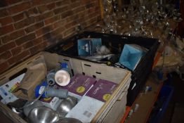 *Two Plastic Crates Containing Assorted Lightbulbs, Electrical Fittings, and Cables
