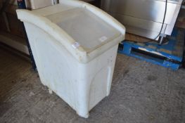 Flour Bin with Plastic Flap on Wheels