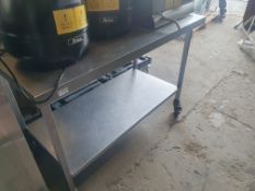 * S/S bench on castors with undershelf