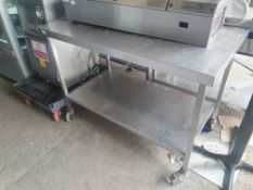 * S/S prep table on castors 1200w x 650d x 840h