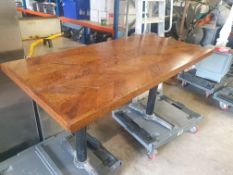 * 2 x parquet top pedestal tables 1400w x 700d