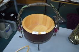 Wooden Fruit Bowl with Grape Design
