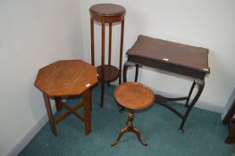 Two Occasional Tables, Plant Stand, and a Wine Tab